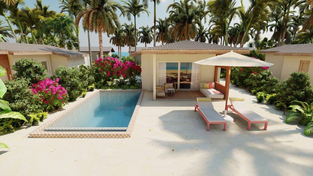joy island maldives beach pool villa
