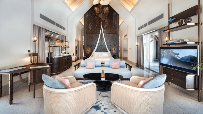 Joali maldives three bedroom beach residence with pool bedroom