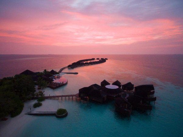 lily beach resort maldives sunset view