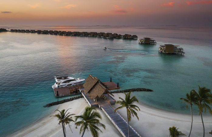 waldorf astoria ithaafushi maldives sunset view